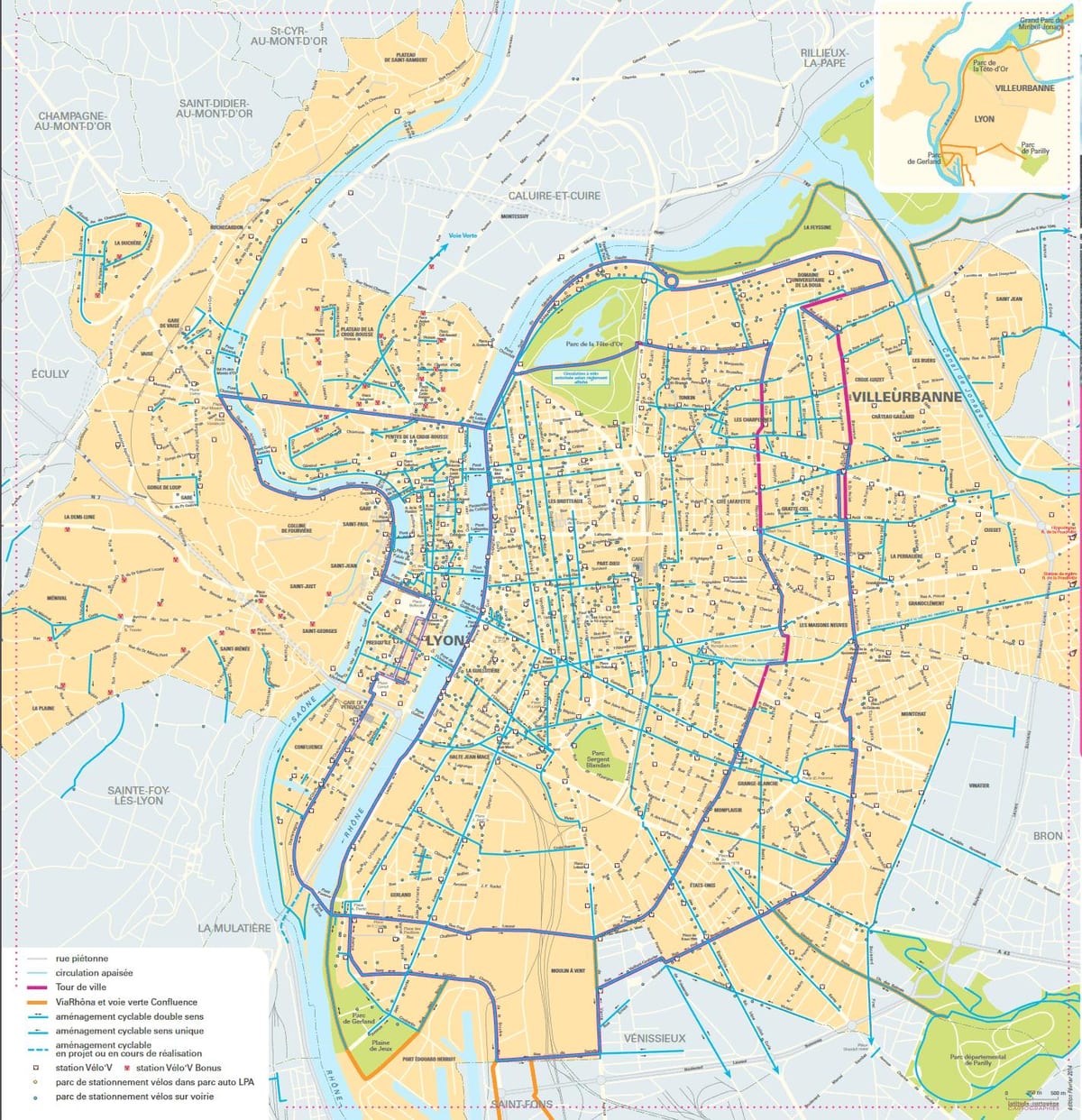 kat jeyografik nan Lyon bisiklèt
