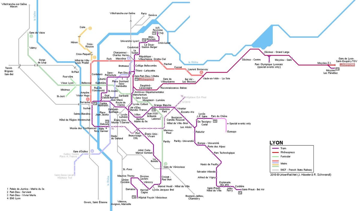 Lyon ray kat jeyografik